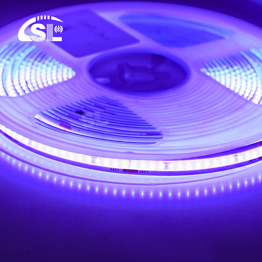 Experience the Magic of 24VDC Electroplate COB 320Ds 8mm Ra 85 Purple LED Light Strip