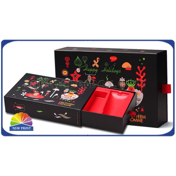 Shiny Laminated Personalized Drawer Paper Box , Black Cardboard Paper Box