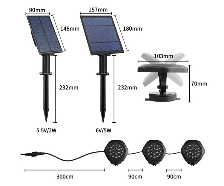 IP68 Underwater LED Holiday Lights RGB Color Changing Solar Pond Lights