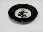 Printed Round Black Metal Tin Plate Serving Tray For Food / Water