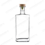Flat Square Customized Glass Bottle For Gin Whiskey Rum 500ml 750ml 700ml