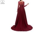 Wine Navy Blue Long Tail Gown , Heavy Beaded 2 In 1 Formal Ball Gowns Long