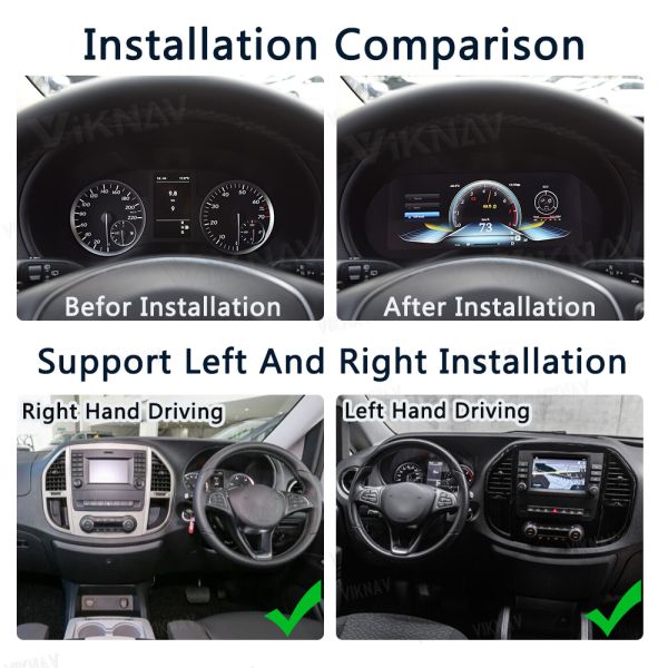 Viknav 13 Inch Android Car Radio For Benz Vito 2015-2021 (128GB Car Radio+Digital Instrument Cluster+Mouse）