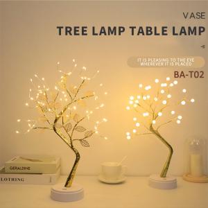 Wholesale Decorative Copper Wire Tree Shaped Table Lamp DIY LED USB 3D Golden Leaves from china suppliers