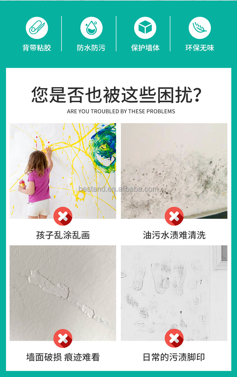 Waterproof Moisture-Proof Anti-Scratch Transparent Static Wall Protective Film Glue-Free Adsorption Thickness 0.16mm-0.18mm