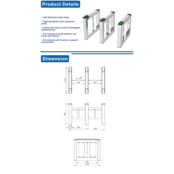 Flap Barrier Turnstile with TTL232 Communication 4 Pairs Infrared and DC 24V Output for High Security Access Control