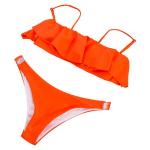 Tiered Layer Tie a Knot Front Top With Low waist Bikini swimsuit high cut