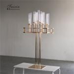 ZT-563 Luxury 13 arms candle holders with gold flower stands for wedding table