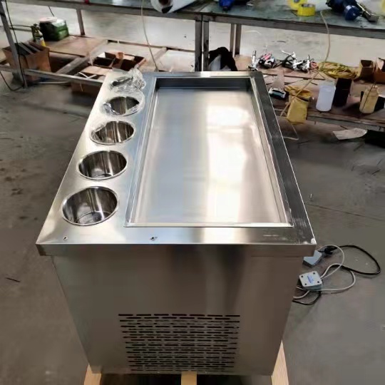 Commercial Fried Ice Cream Roll Maker Machine Double Pans