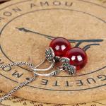 Sterling Silver Red Cubic Zirconia with Marcasite Dangle Hoop Earrings(E12032RED