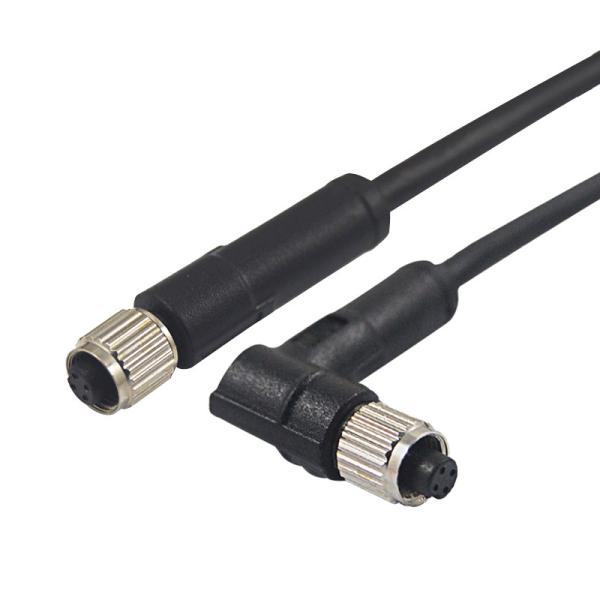 M5 Automation Connector Female 4pins Straight Molded Cable To Right Angle