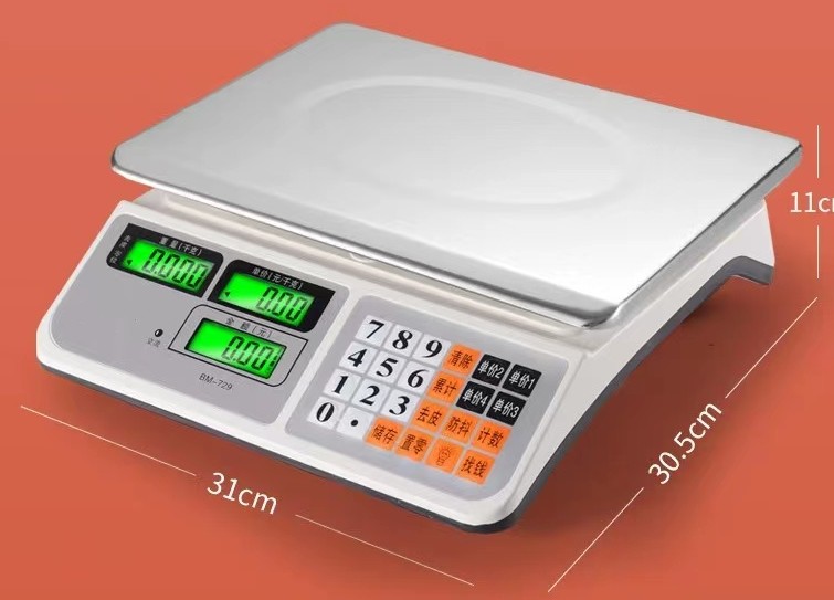 Bench Scale LCD Display White Color Heavy Duty Body 420g Stainless Iron Tray Plate Electric Scale 40kg Capacity High Precision Load Cell