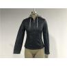 Cool Design Ink Ladies PU Jacket With Grey Melange Detachable Hooded TW77349 for sale