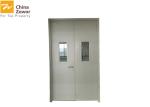 Various Colors Powder Coating Finish Prehung Steel Fire Safety Door With Vision