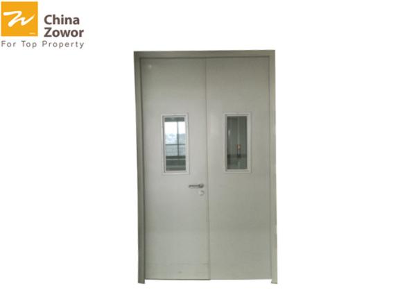 Various Colors Powder Coating Finish Prehung Steel Fire Safety Door With Vision