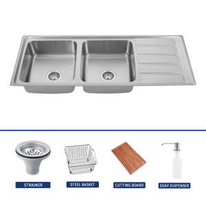 Wholesale Sleek Stainless Steel Double Bowl Sink Corrosion Resistance from china suppliers