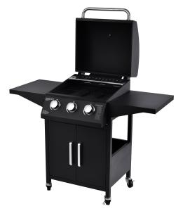 Wholesale High Temp Powder Coated 3 Burner Gas Grill with 2 Foldable Side Board Natural Gas from china suppliers