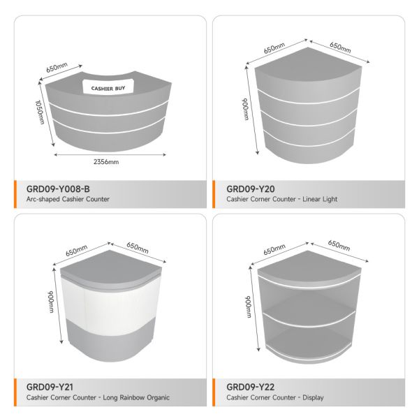 Display Rack Grey Wooden Cash Register With Light Box For Compact Shop Cabinet And Luxury Shop Table