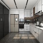 Melamine Board Door Material Kitchen Cabinet with Flat Edge Countertop in White