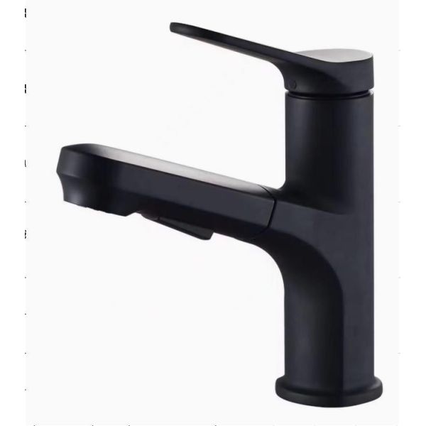 Brass Modern Pull-Out 360°Swivel Single Hole Single Handle Basin Mixer In Chrome Matte Black Grey
