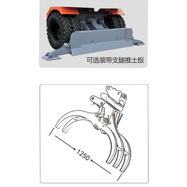 Orange 4 Wheel Excavator With Grapple 360 Degree Rotation Small Round Log