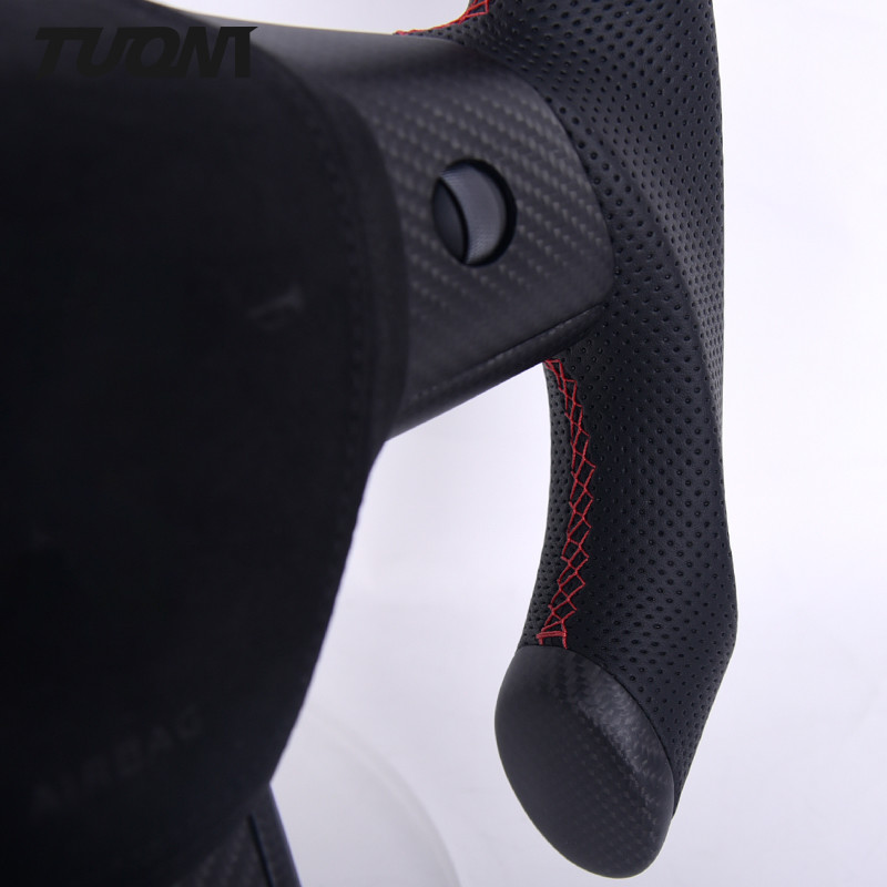 Matte Carbon Fiber Tesla Model 3 Model Y Steering Wheel Perforated Leather