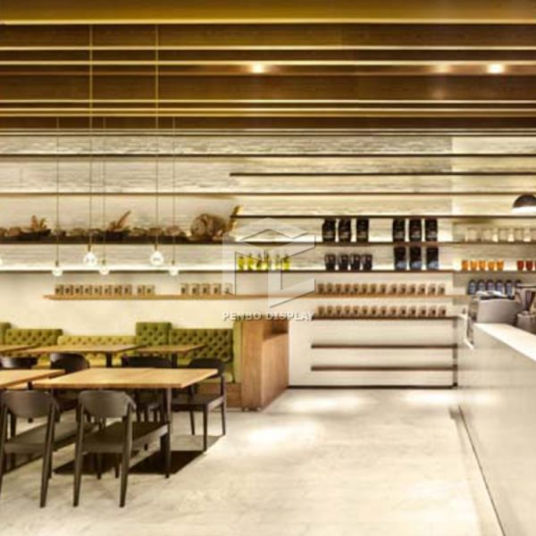 16mm Thick MDF Milk Tea Shop Counter Design OEM Equipped With Led Light