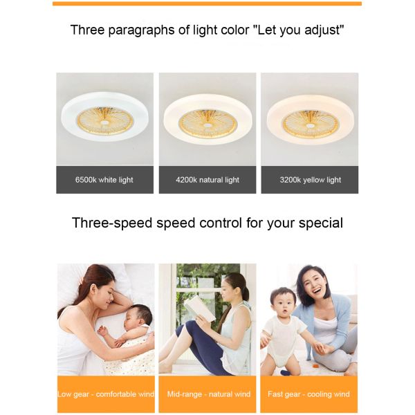 Ceiling fan with light dimming remote control Modern home decor 58cm remote control ceiling fan Light(WH-VLL-15)