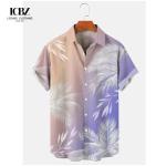 Stand Collar Printed Men's Hawaiian Shirt Summer Coconut Retro Top 3d Casual