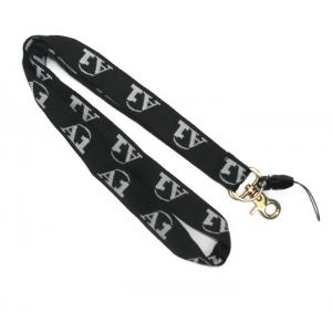Wholesale Covered Button Black Woven Polyester Lanyard Customized 800 + 100 X 25 mm from china suppliers