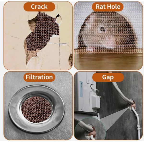 5 Inch x 20Ft 100% Pure Copper Mesh Roll Rodent Control Copper Wool for Slugs