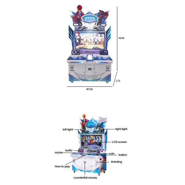 Ticket Redemption Arcade Machine 2 Players Basketball Shooting Game