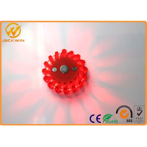 Round Flashing Magentic ED Flare Traffic Warning Lights With Compression
