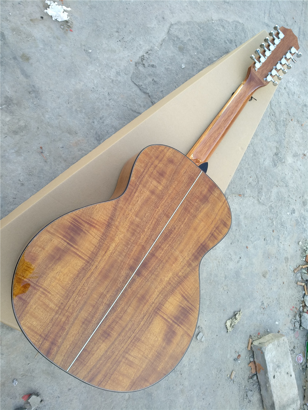 Koa wood Handmade jumbo acoustic 12 string armrest bevelled cutway 12 Strings custom acoustic electric guitar