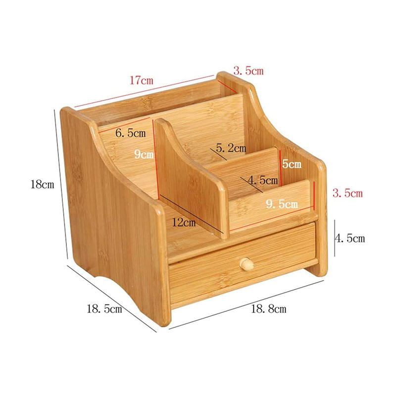 Functional Style Bamboo Makeup Storage With Drawers for Office and Jewelry Supplies