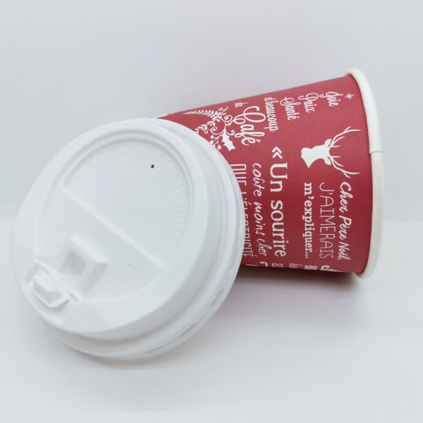 Printed Coffee Ripple Paper Cup With Lid Disposable Single Wall 360ml