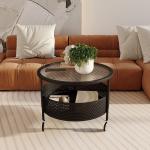 Simple Round Tea Table Glass Minimalist Double Layer Glass Coffee Table
