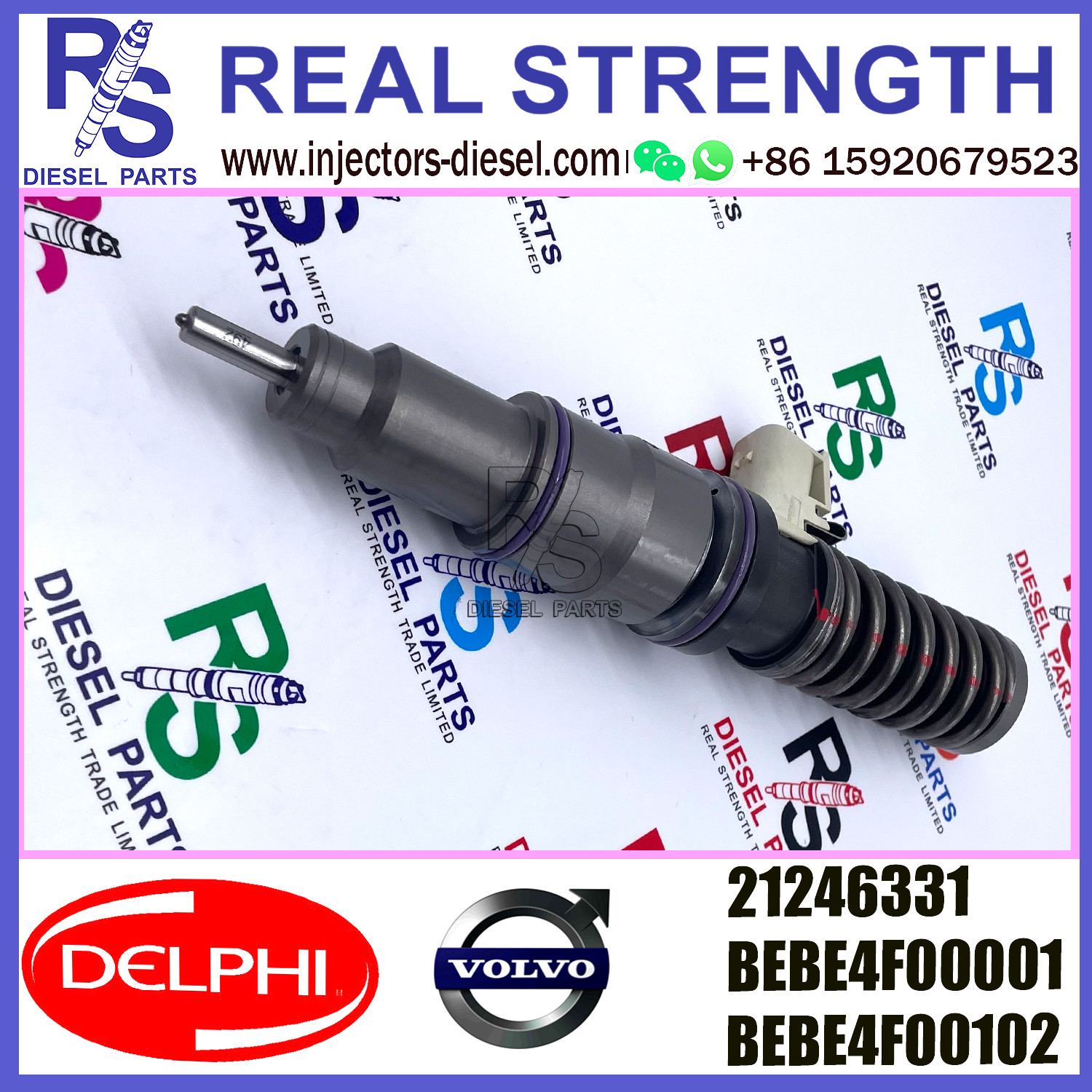 DELPHI 4pin injector 21246331 Diesel pump Injector V-O-L-V 21246331 BEBE4F00001 BEBE4F00102 E3.3 for V-O-L-V MD11 US07