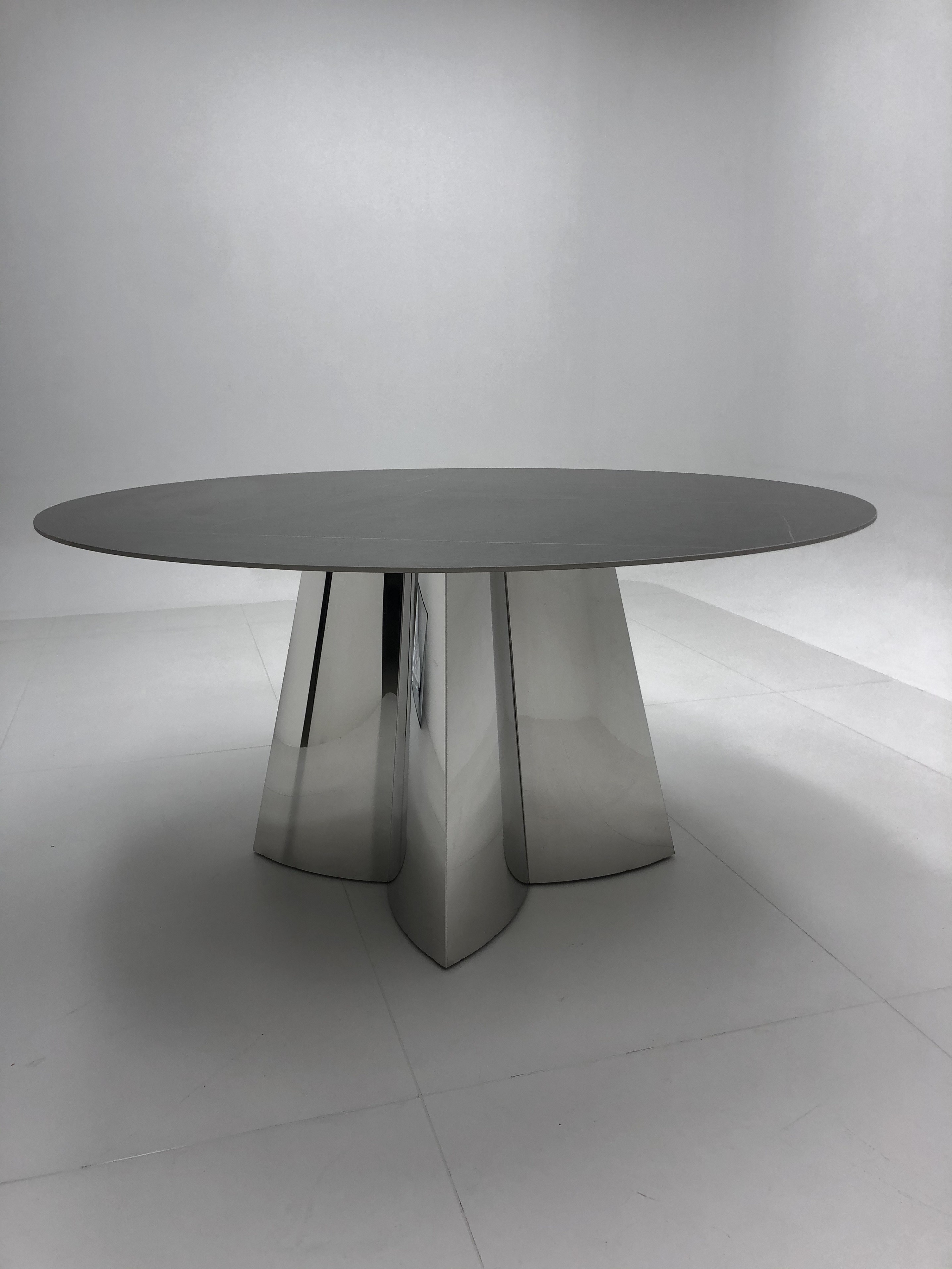 Metal Cross Leg Marble Dining Table Round Grey Marble Dining Table And Chairs