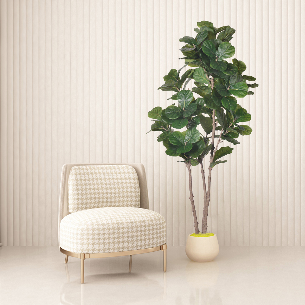 Artificial Ficus Microcarpa 6 Ft Indoor Pot Faux Fiddle Leaf Fig Tree For Indoor Living Room Decoa