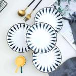 Savall White Round Blue Ceramic Dinner Set Oval Porcelain Table Set