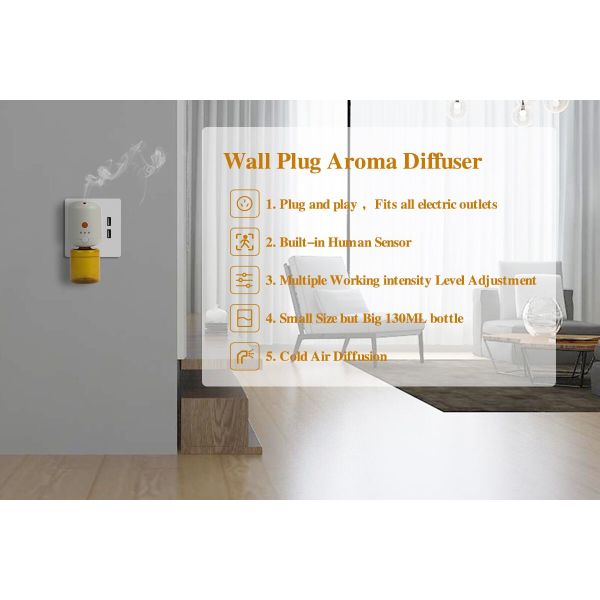 HOMEFISH 130ml Essential Oil Waterless Aroma Diffuser For Office DC 110-240V