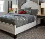 White Fabric Leather Box Spring Bed with Storage Double Bed Furniture