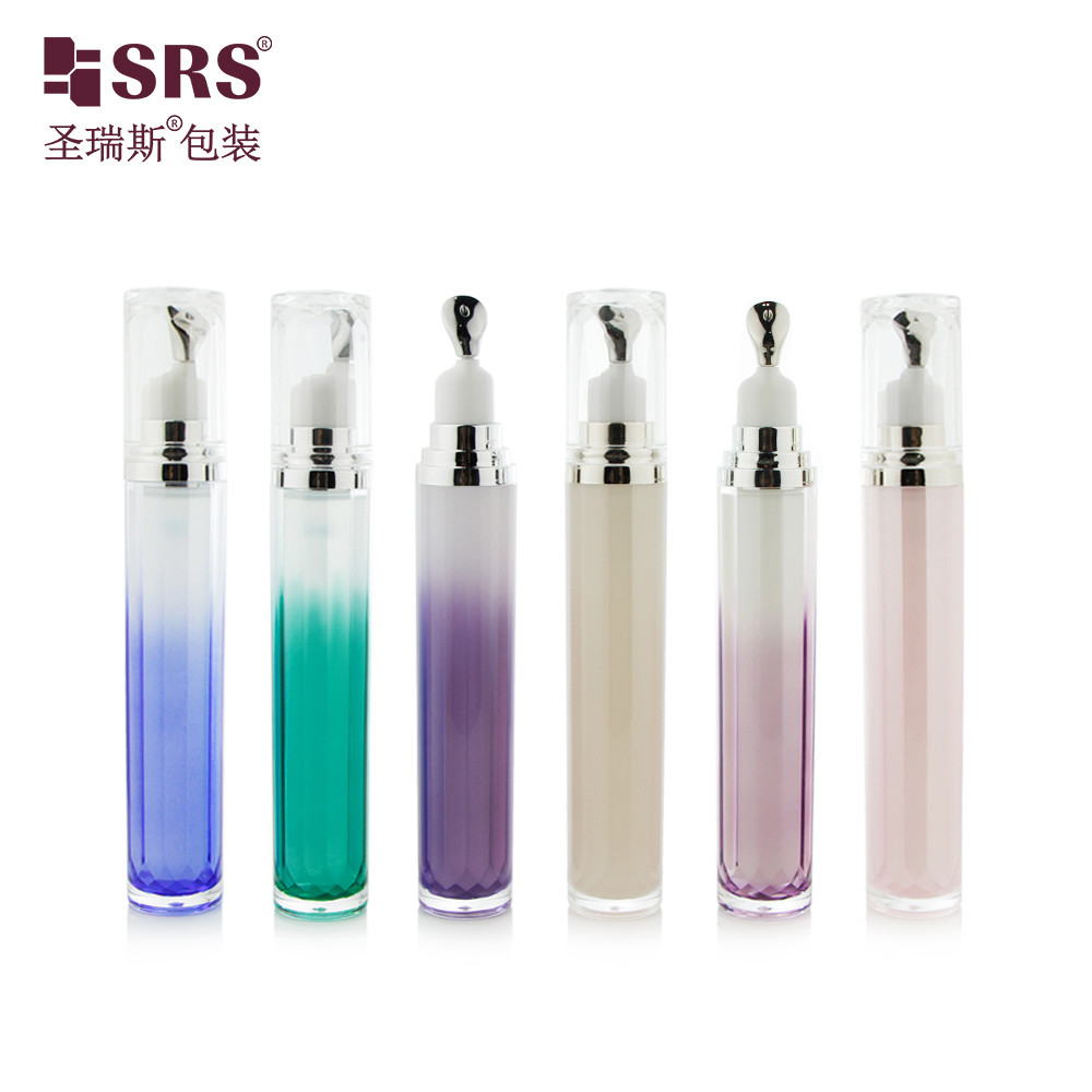LR001-15ML Silver Gold Zinc Metal Head Applicator Luxury No Leakage Skincare Eye Cream Lotion Gel Acrylic Bottle Manufacturer