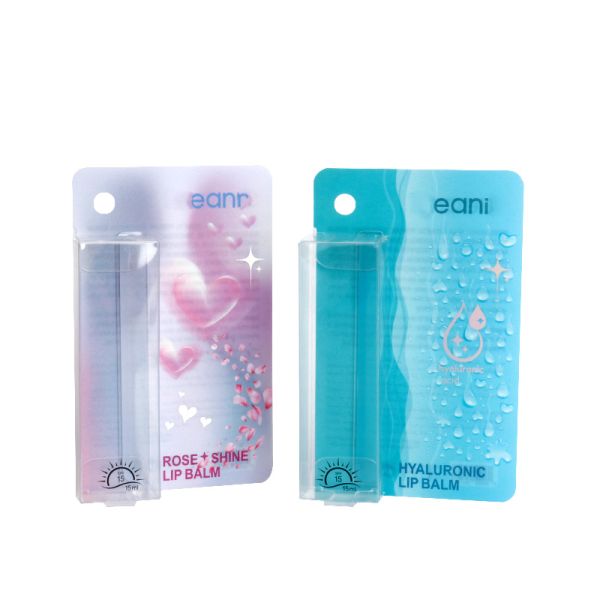 High Quality Custom Printed Lip Balm PVC Plastic Card with Transparent Packaging Box PP Plastic hang Tag