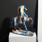 Elegant Vintage Camouflage Galloping Horse Resin Ornament Perfect for Home and