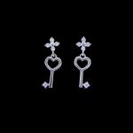 Small Heart Shape Key Earring In Silver Small Korean Design AAA Zircon