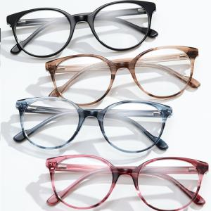 Wholesale Exquisite Fashion Round Acetate Frame Glasses Optical Spectacles Woodgrain Stripe from china suppliers