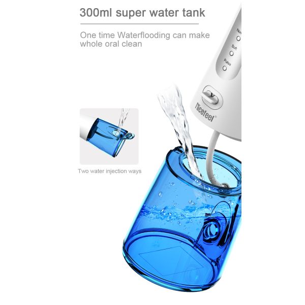 Nicefeel 300ML 2 Tip Cases Portable And USB Rechargeable Oral Irrigator For Travel