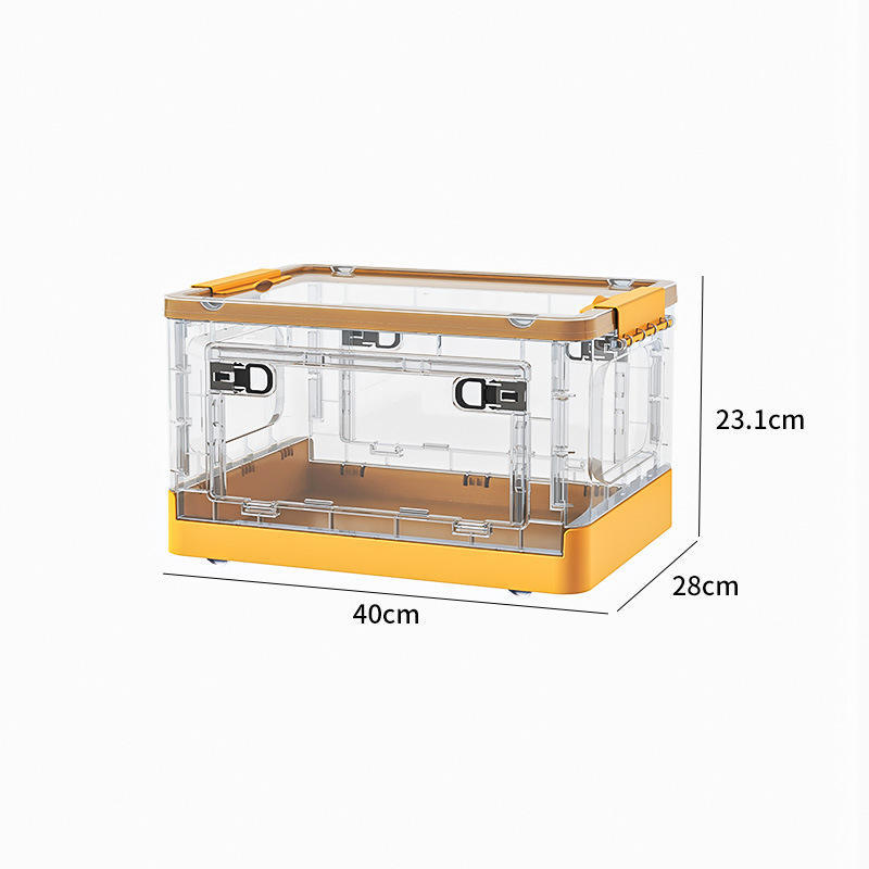 Foldable Box Stackable Container Transparent Plastic Storage Containers - Multi-Purpose Organizers for Kitchen, Office and Home Accessories